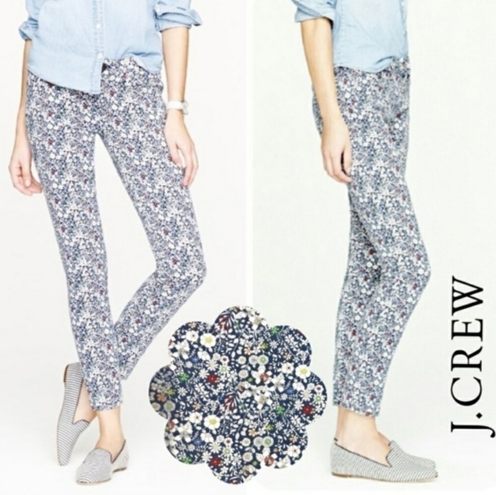 J. Crew Liberty Meadow Floral Thoothpick jeans